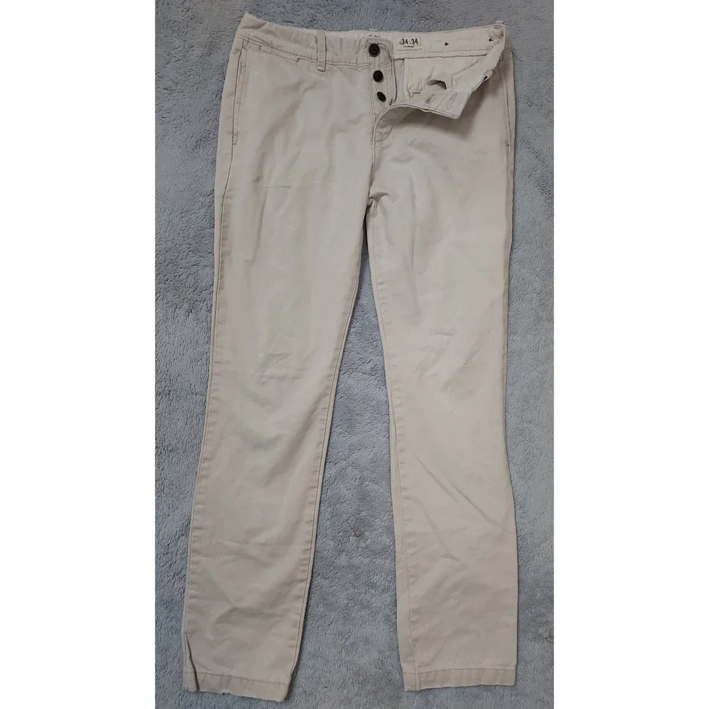 Abercrombie & Fitch Pants Men 34x34 Grunge Slim Fit White Button Fly Y2K HOLE